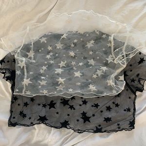 black and white mesh star tees